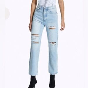 NWT KSUBI Brooklyn Jeans Sense Sliced Light Wash Distressed Straight Leg Size 26